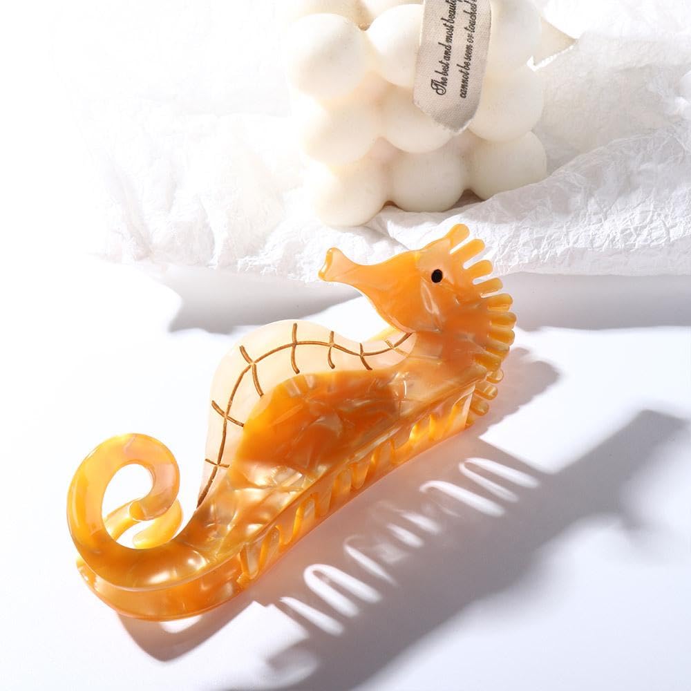 SSR Acetate Yellow Seahorse Hair Claw Clip