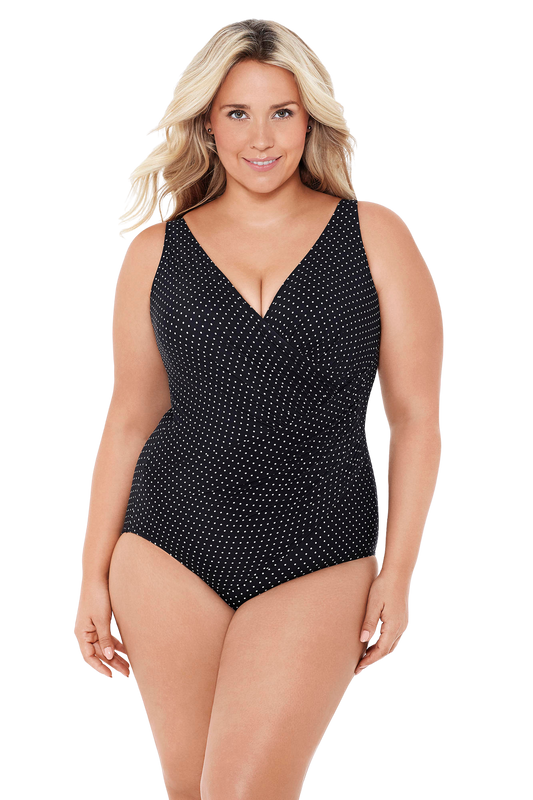 Miraclesuit Women's Plus Oceanus One Piece Swimsuit - Pin Point - FINAL SALE