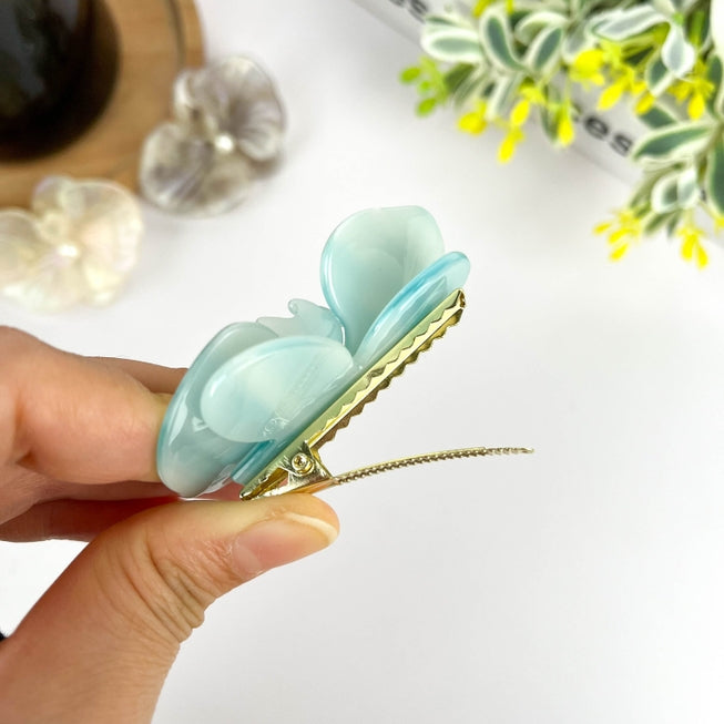 SSR Acetate 3D Phalaenopsis Orchid Hair Claw Clip - Orange Blue