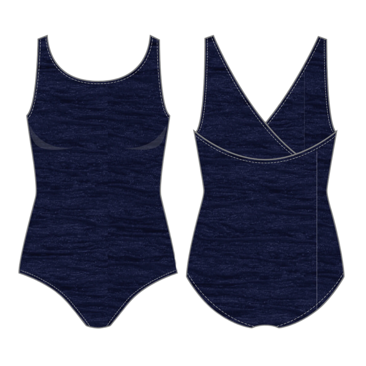 Penbrooke Krinkle Chlorine Resistant Cross Back One Piece Swimsuit - Navy
