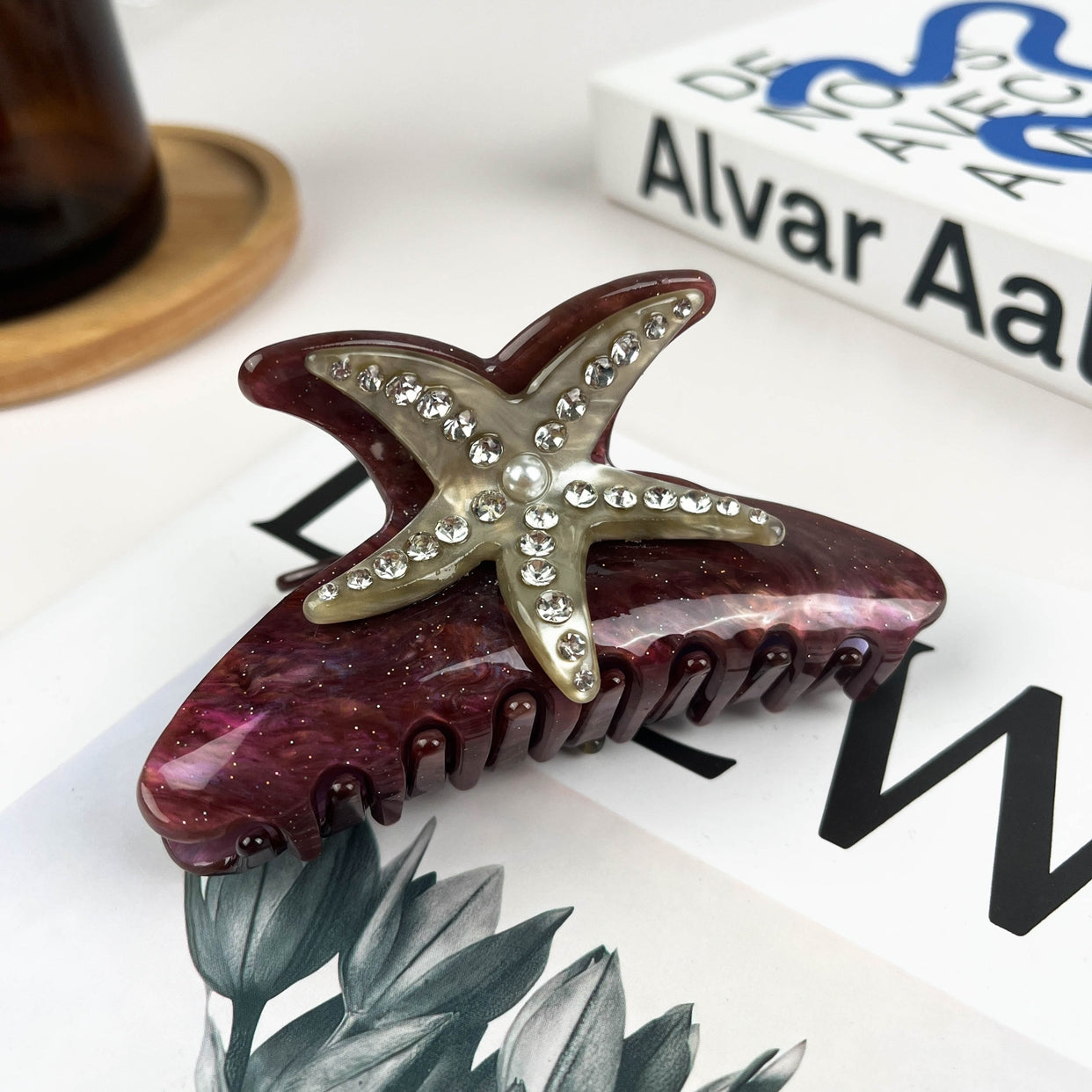 SSR Rhinestone Pearl Starfish Hair Claw Clip
