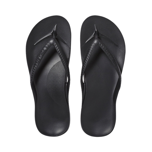 Archies Arch Support Flip Flops - Black