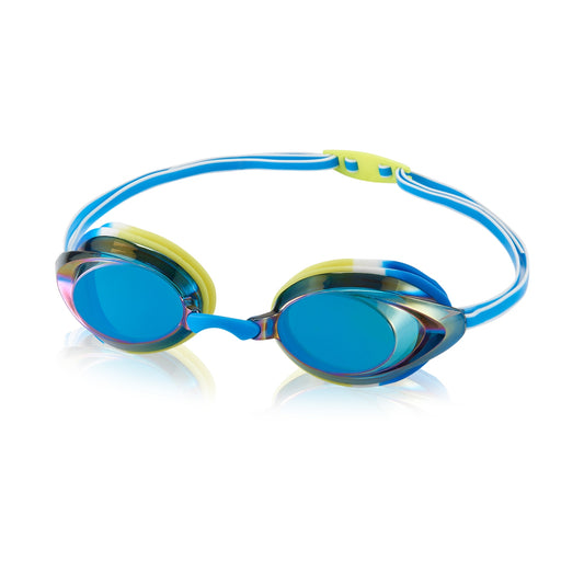 Speedo Jr. Vanquisher 2.0 Mirrored Kids Performance Swim Goggle - Blue Metallic