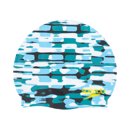 Speedo Elastomeric Printed Silicone Swim Cap - Modern Tiles