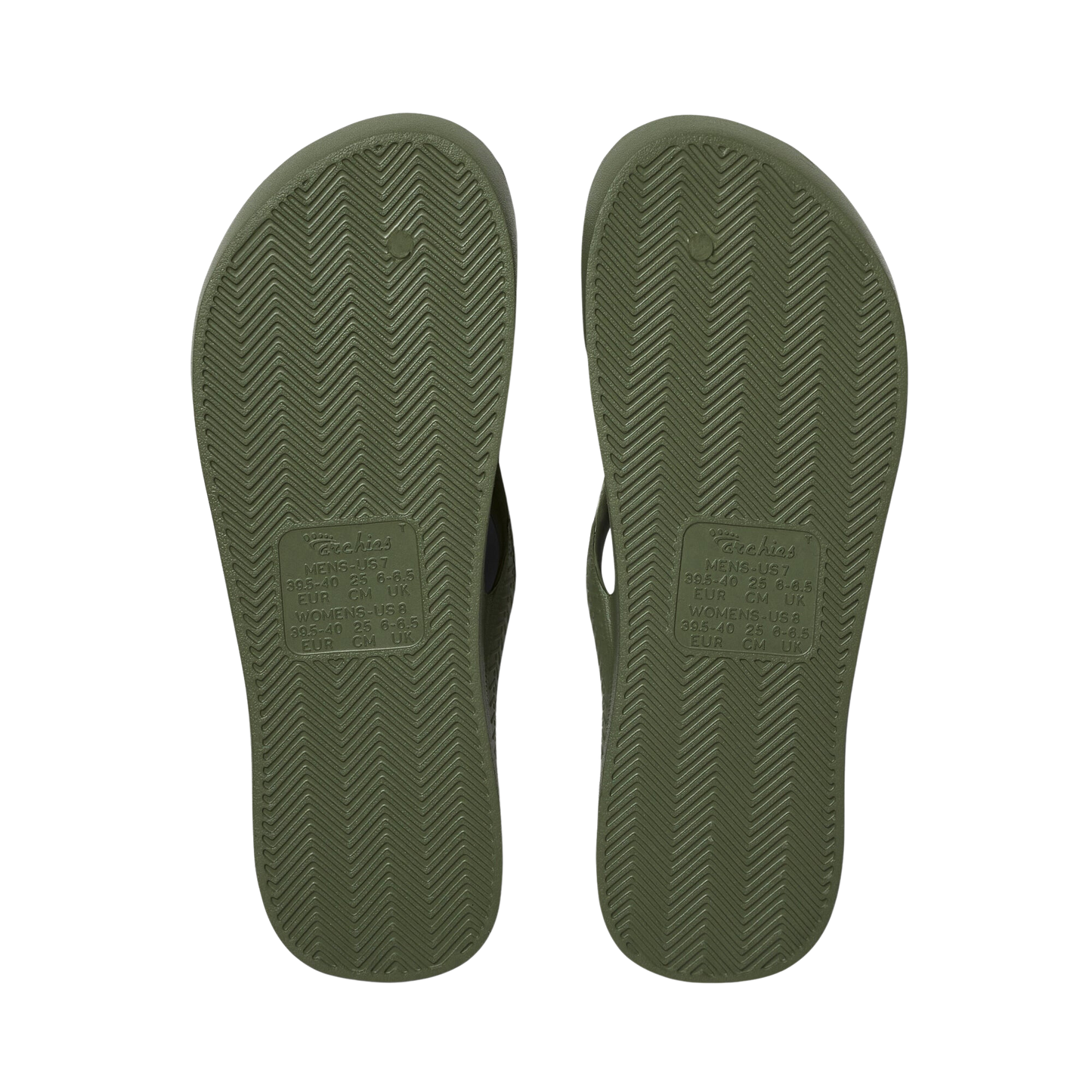 Archies Arch Support Flip Flops - Olive