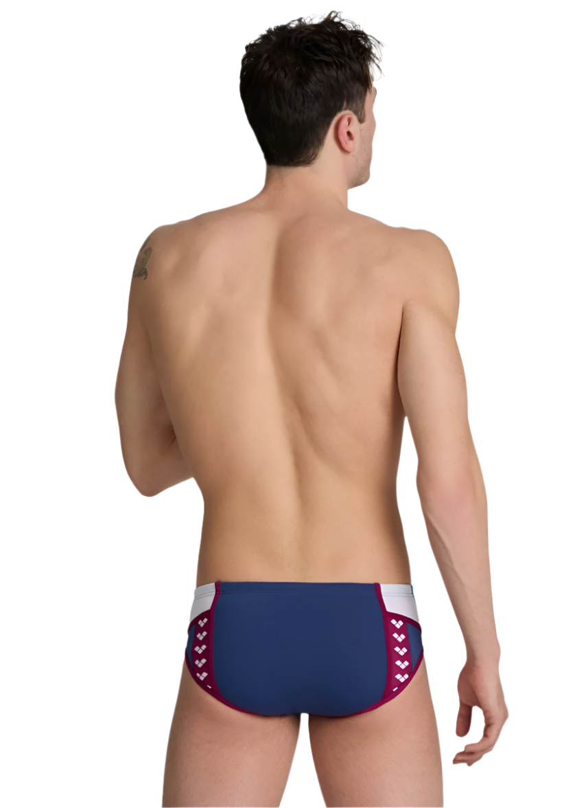 Arena Men's Icons Panel Brief Swimsuit - Navy/Blue/Red - FINAL SALE