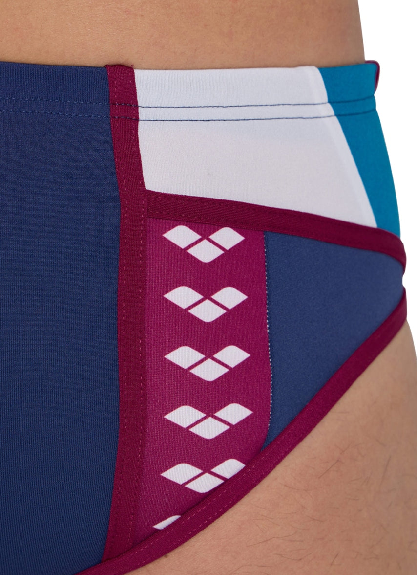 Arena Men's Icons Panel Brief Swimsuit - Navy/Blue/Red - FINAL SALE