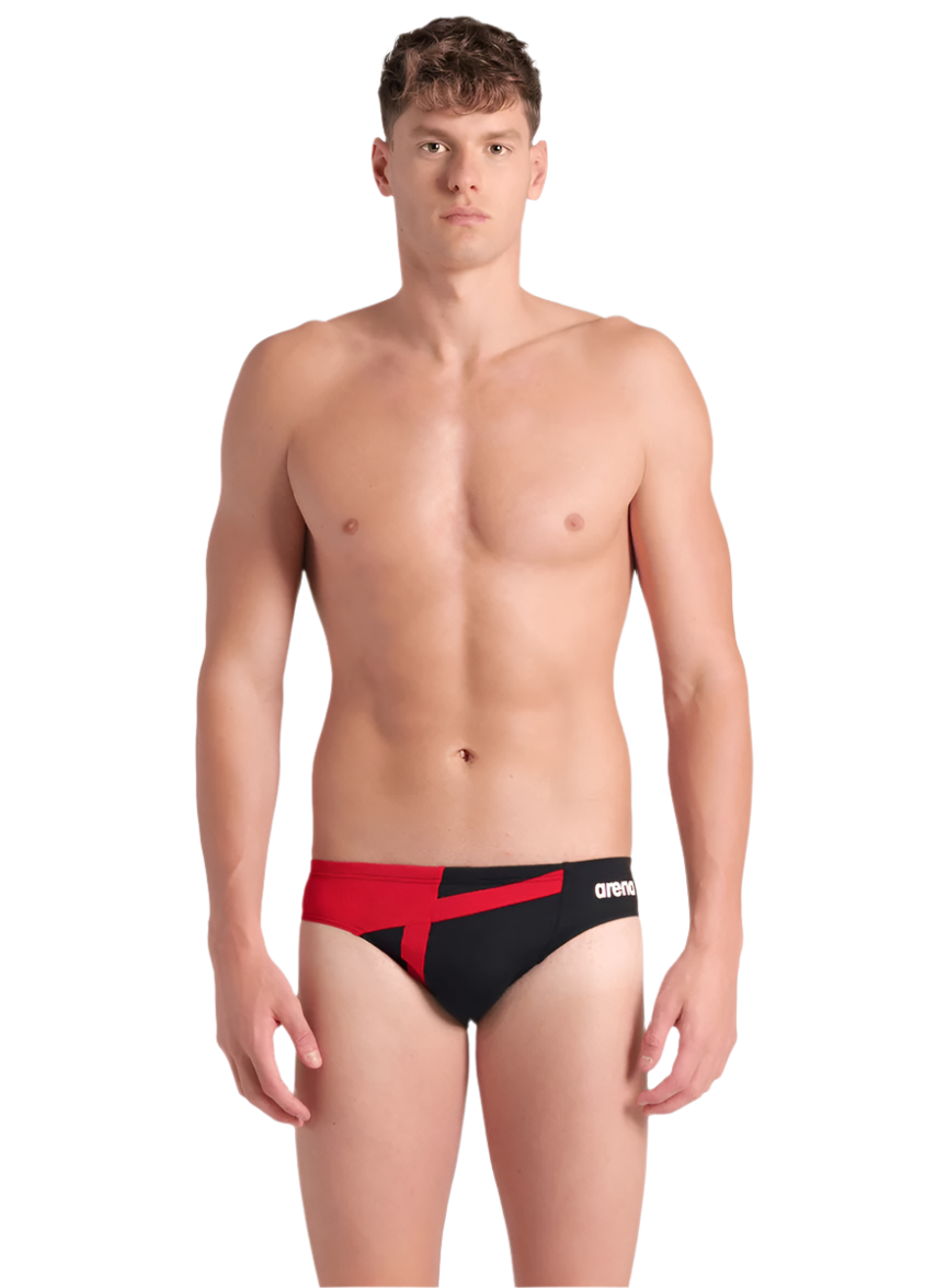 Arena Men's Diamond Brief Swimsuit - Black/Red