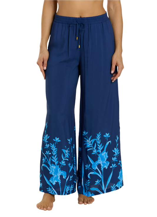 Jantzen Josephine Pull-On Lounge Pant Coverup - Botanical Bloom Blue