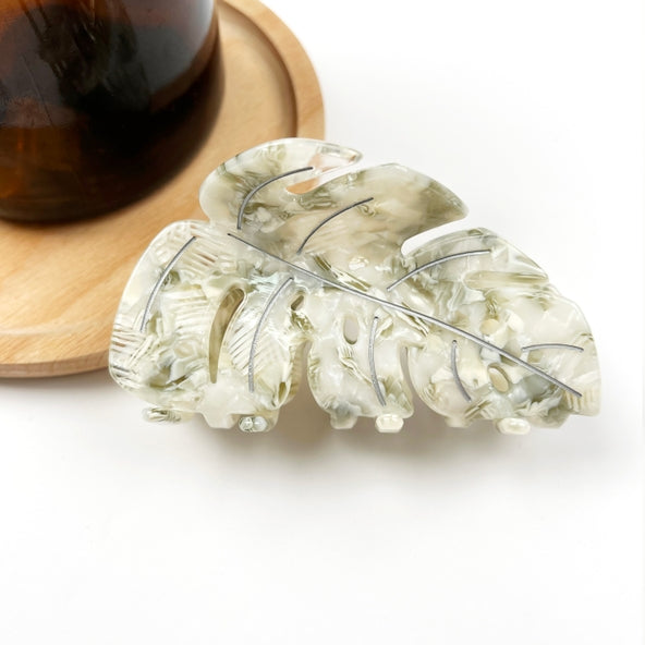 SSR Leaf Hair Claw Clip - Gray/White