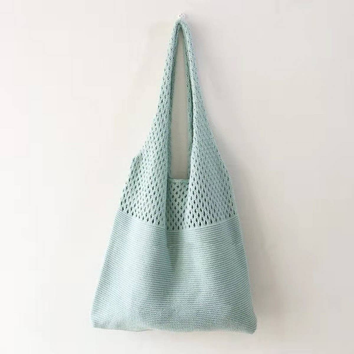 SSR Vintage Knit Tote Beach Bag - Mint