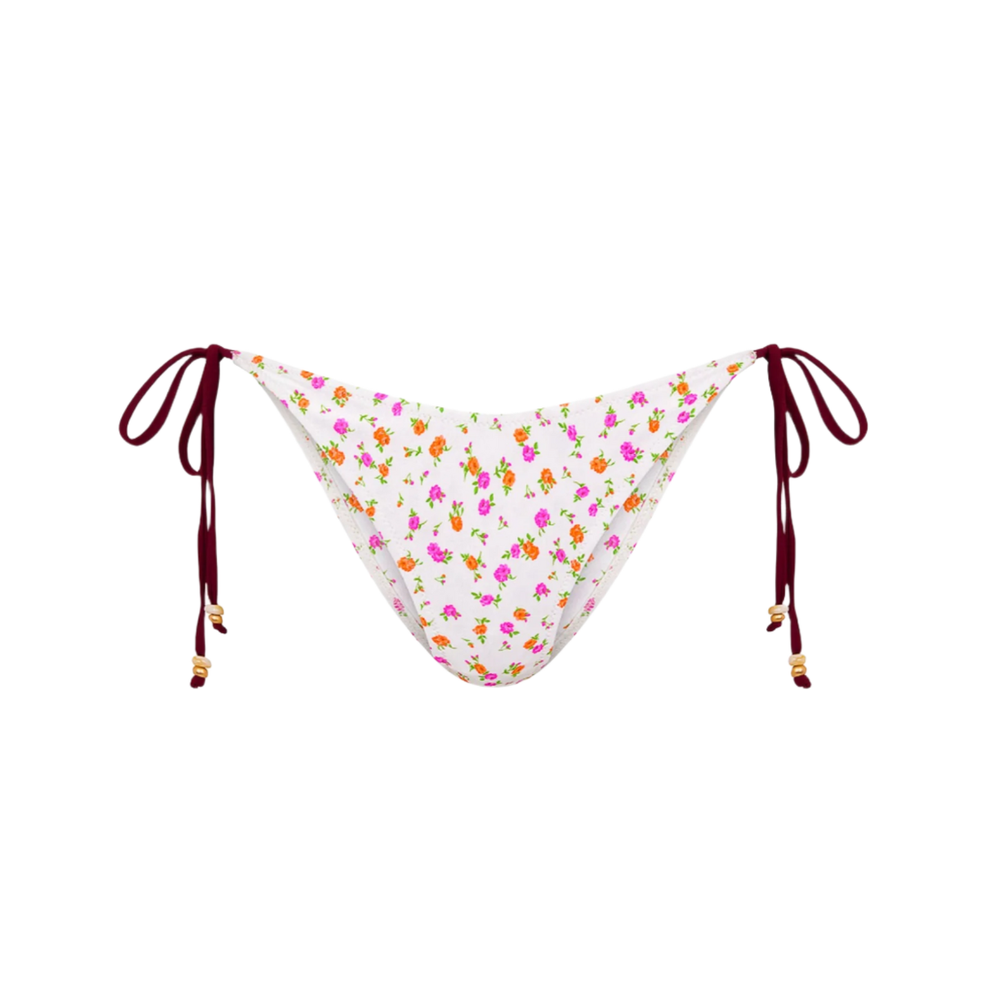 Kulani Kinis Shirred Dipped Cheeky Tie Bikini Bottom - Rosie Posie