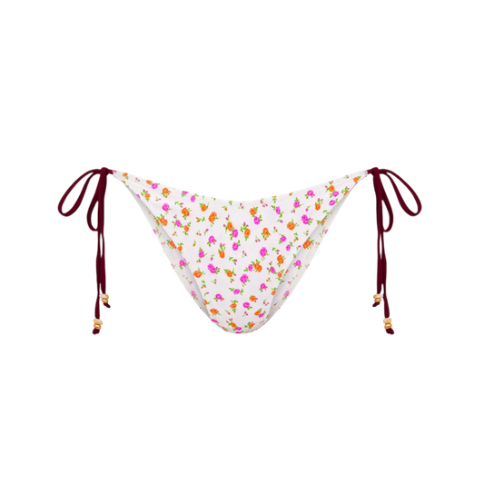 Kulani Kinis Shirred Dipped Cheeky Tie Bikini Bottom - Rosie Posie