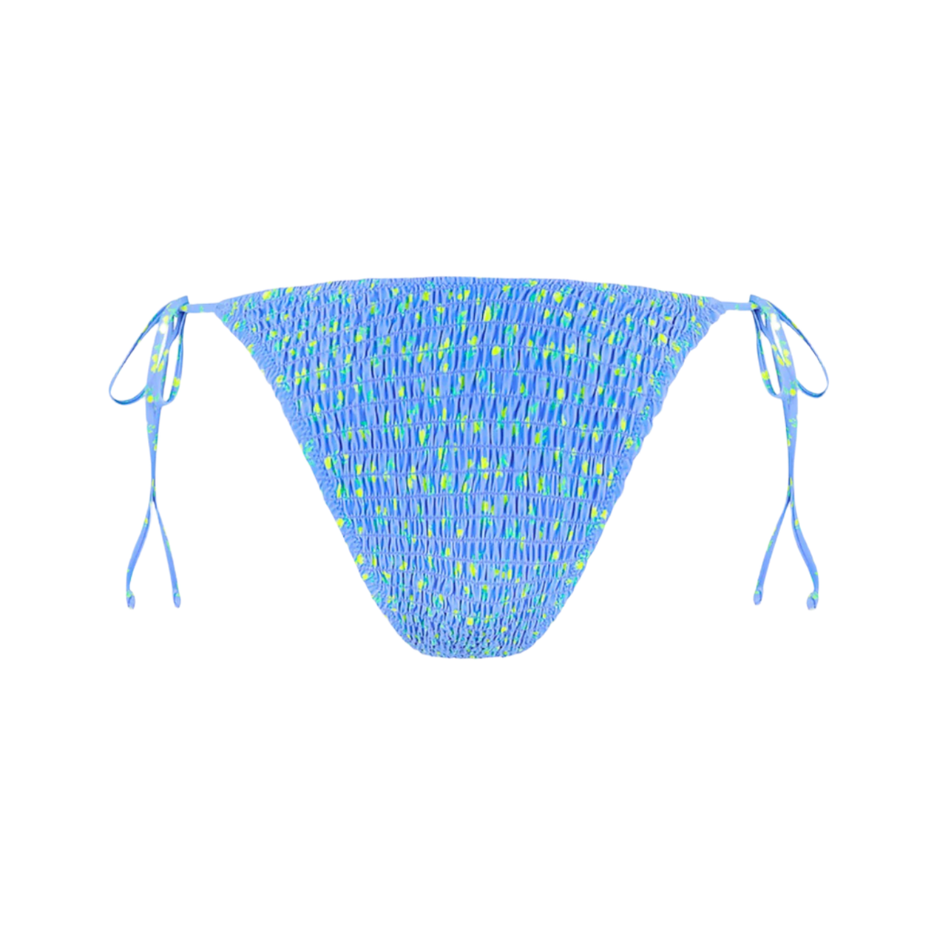 Kulani Kinis Shirred Dipped Cheeky Tie Bikini Bottom - Lemon Bloom