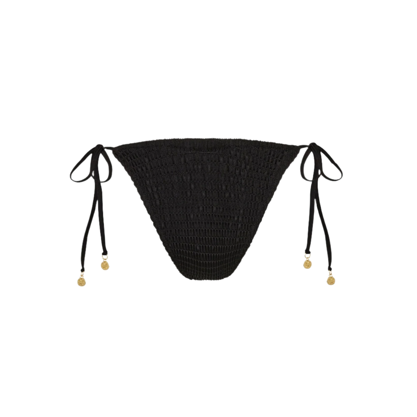 Kulani Kinis Shirred Dipped Cheeky Tie Bikini Bottom - Twilight Black