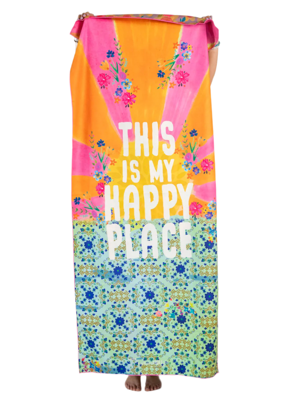 Natural Life Double-Sided Microfiber Beach Towel - Happy Place
