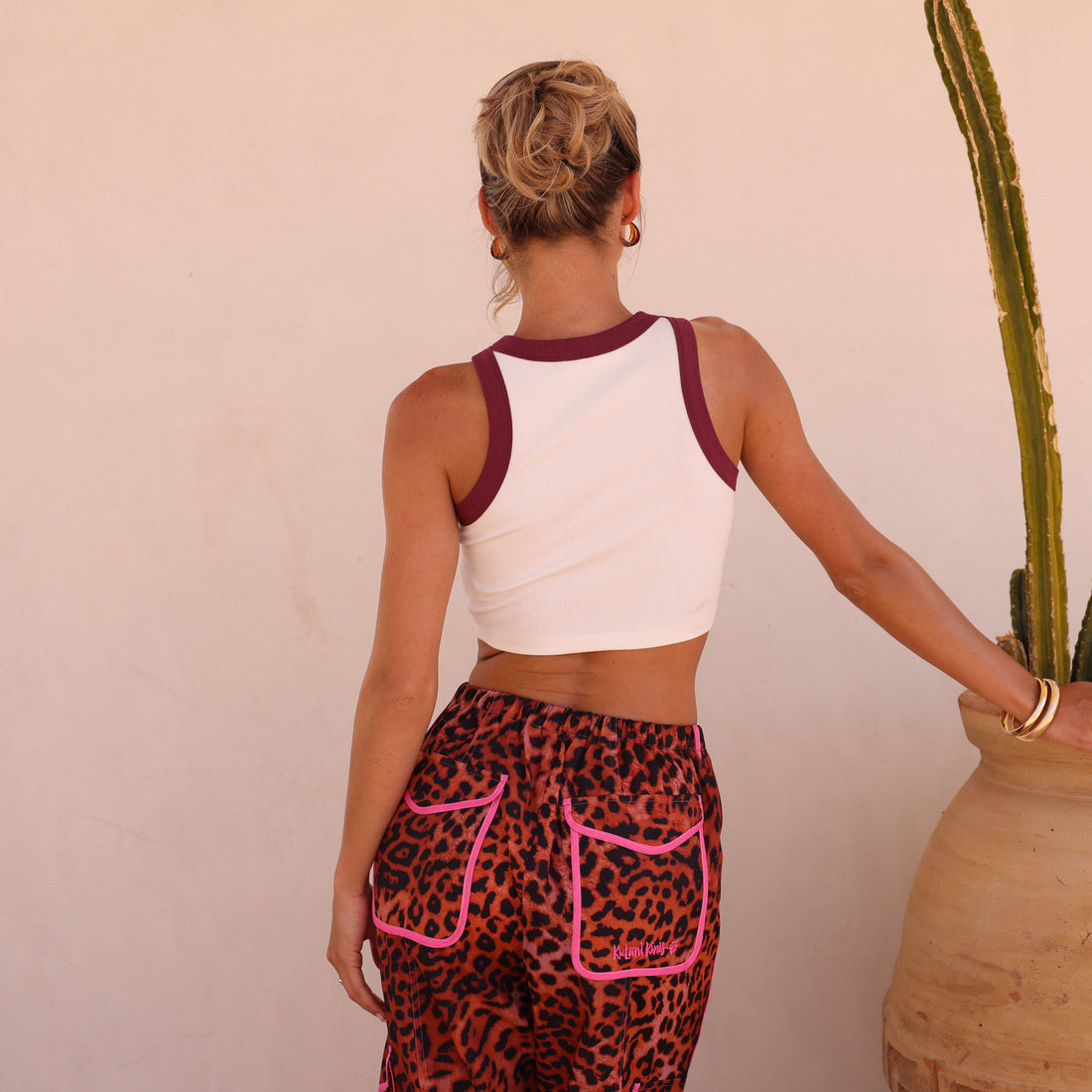 Kulani Kinis Bind Crop Tank Top - Wild West