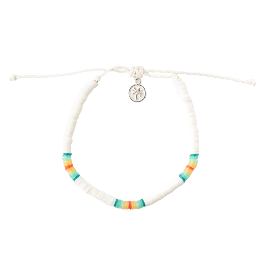 Pineapple Island Malabar Clay Beaded Bracelet - White/Bright