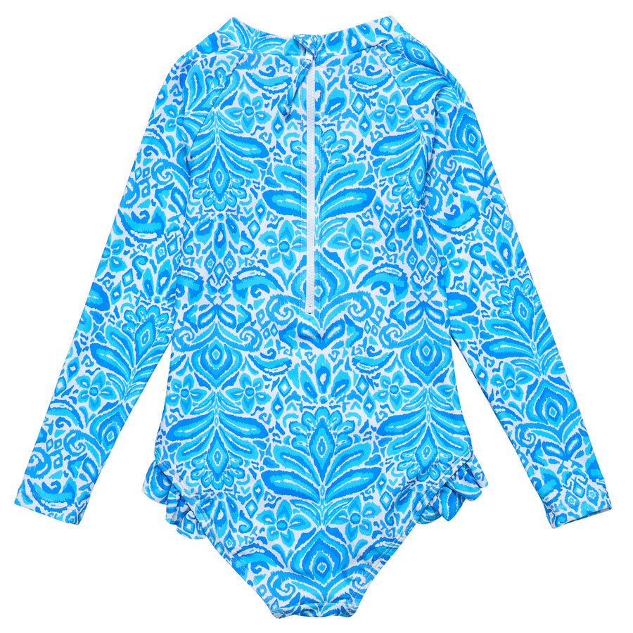 Snapper Rock Girls Long Sleeve Surf Suit - Santorini Blue