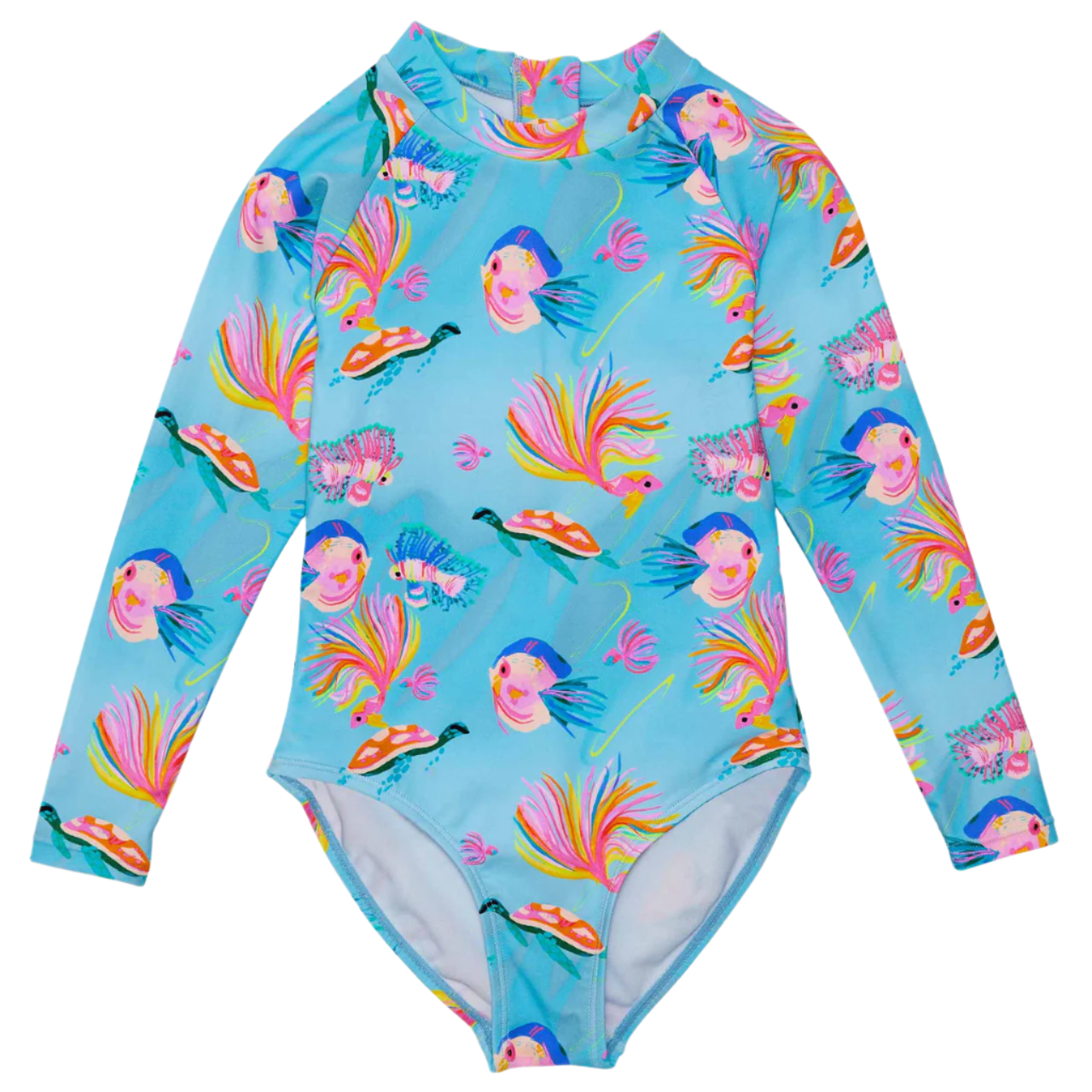 Snapper Rock Girls Sustainable Long Sleeve Surf Suit - Kaleido Fish