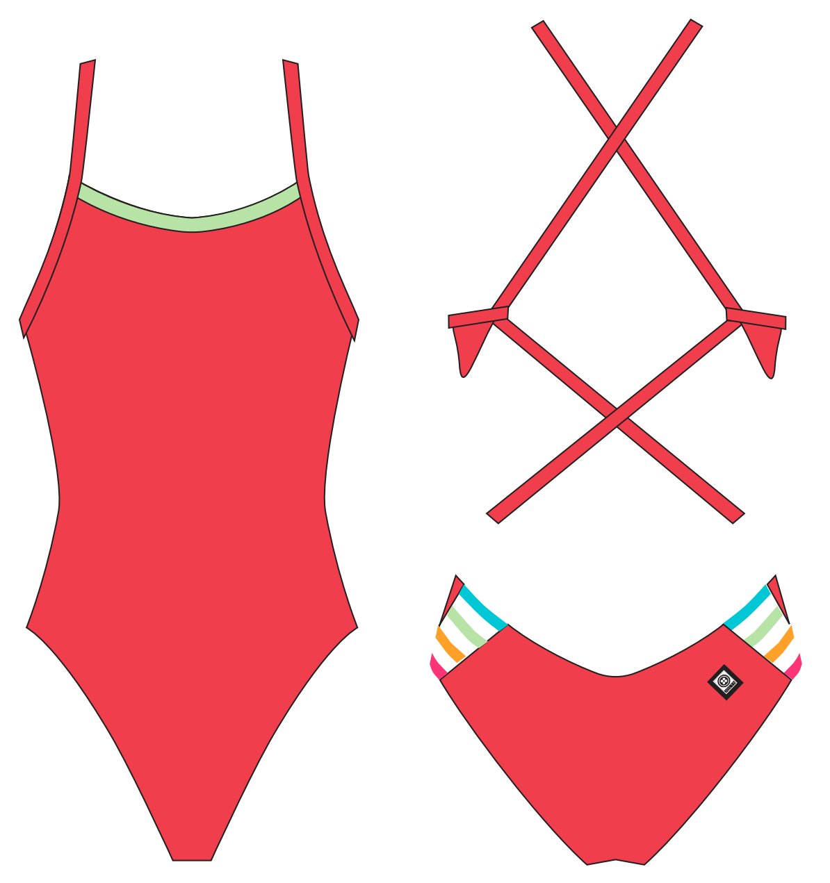 Jolyn Gavin 2 Contrast Swim Onesie - Strawberry Multi