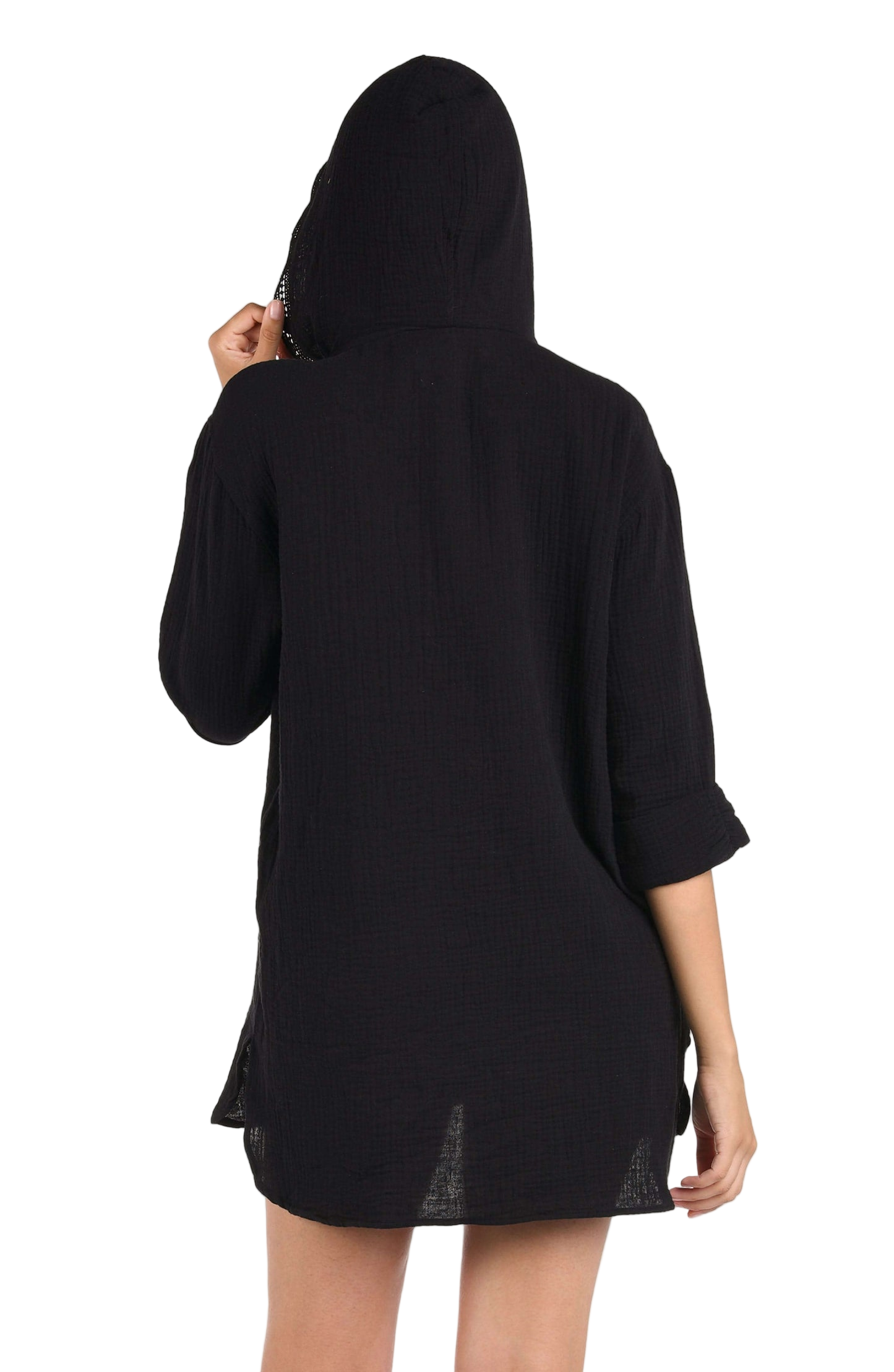 La Blanca Seaside Covers Hoodie Coverup - Black