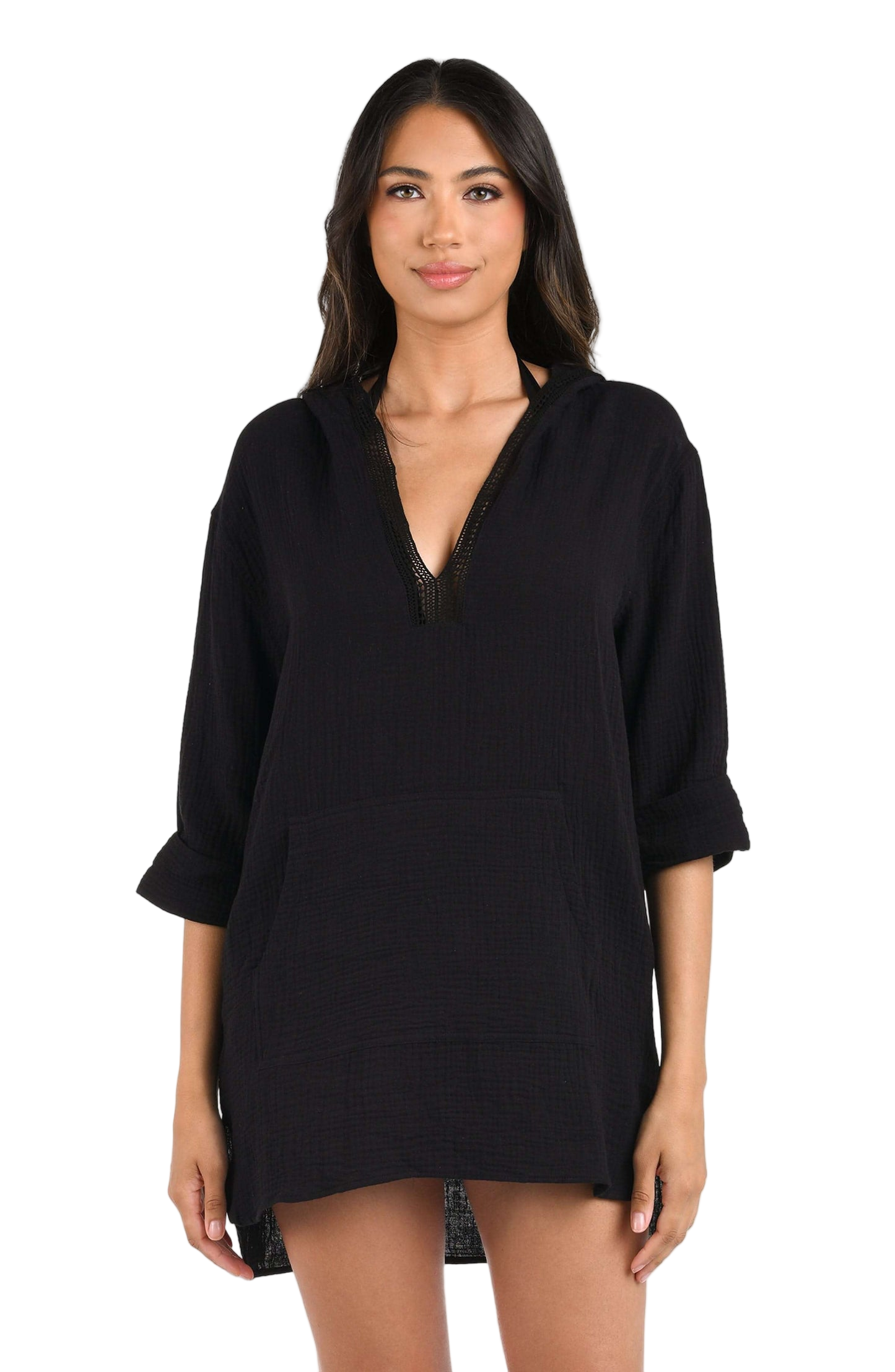 La Blanca Seaside Covers Hoodie Coverup - Black