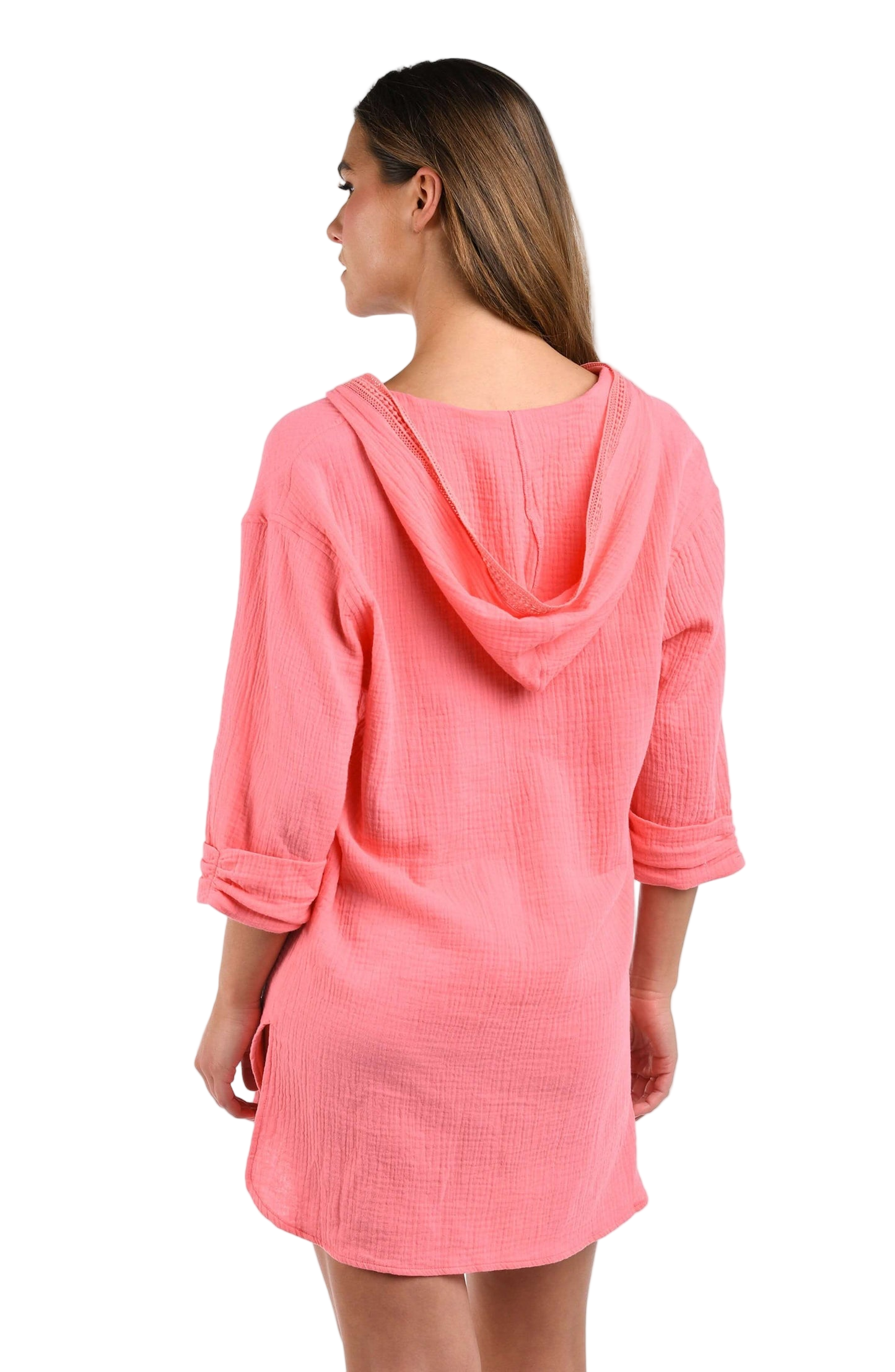 La Blanca Seaside Covers Hoodie Coverup - Light Coral