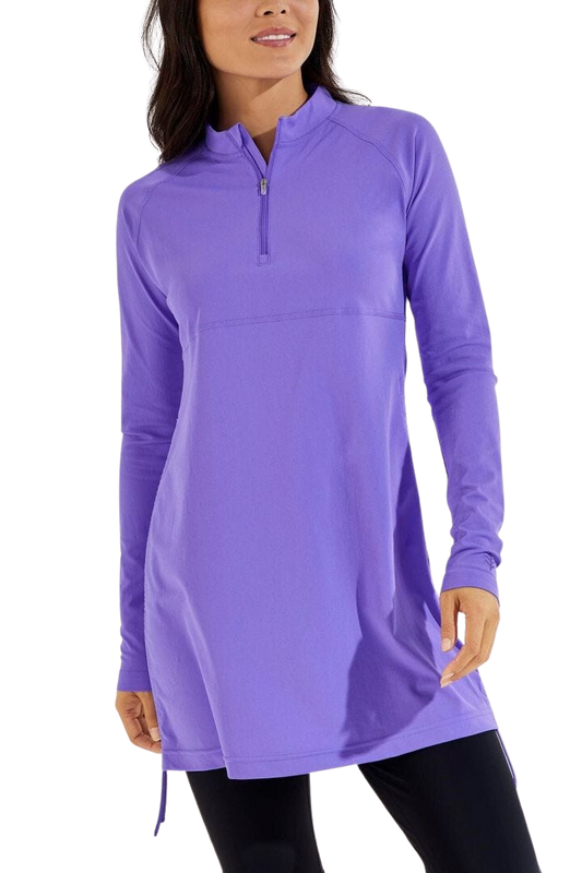 Coolibar Lawai Ruche Swim Shirt UPF 50+ -  Tropical Violet