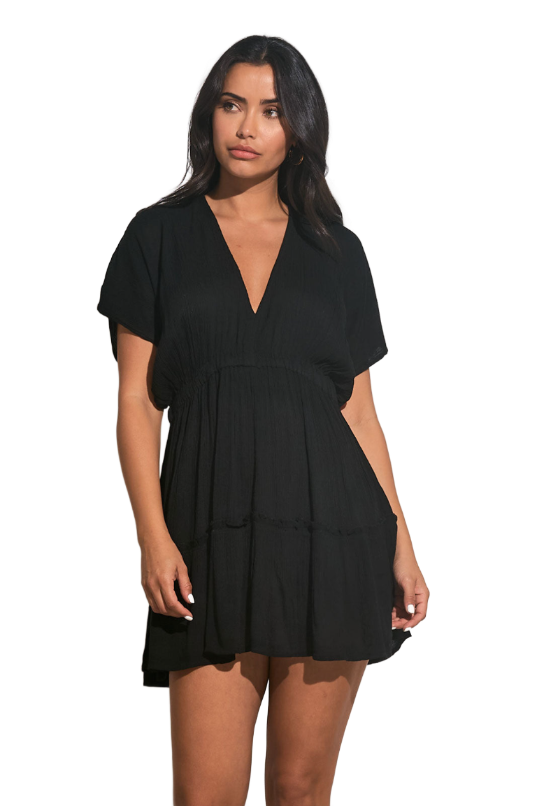 Elan Ruffle Bottom Mini Dress - Black - FINAL SALE
