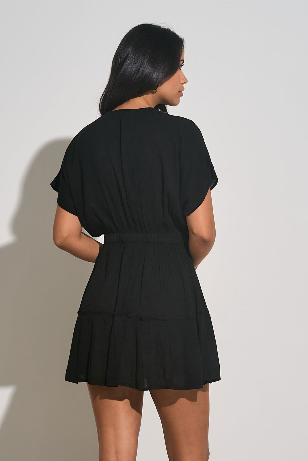 Elan Ruffle Bottom Mini Dress - Black - FINAL SALE
