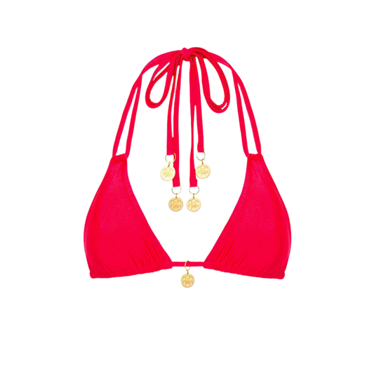 Kulani Kinis Halter Bralette Bikini Top - Cherry Crush