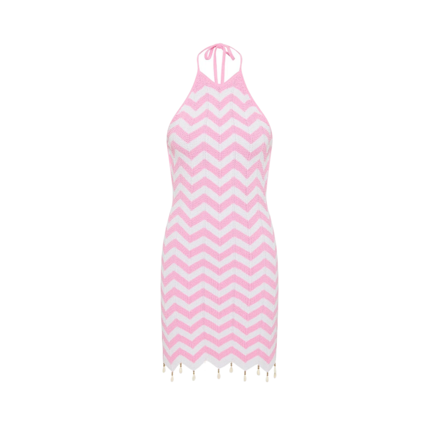 Kulani Kinis Chevron Knit Halter Mini Dress - Cotton Candy