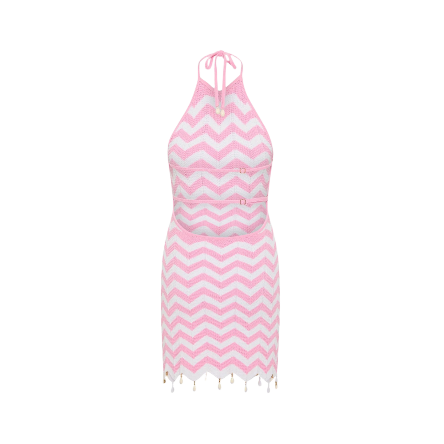 Kulani Kinis Chevron Knit Halter Mini Dress - Cotton Candy