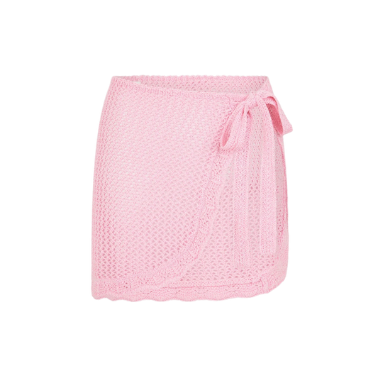 Kulani Kinis Crochet Knit Mini Sarong - Strawberry Glaze