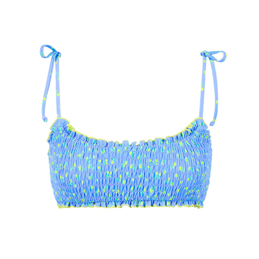 Kulani Kinis Shirred Crop Tie Bikini Top - Lemon Bloom