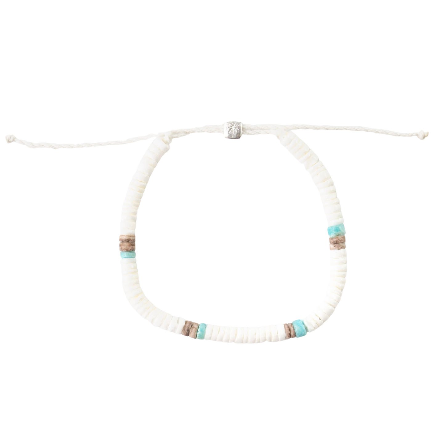 Pineapple Island Tangsi Puka Shell Bracelet - White/Brown