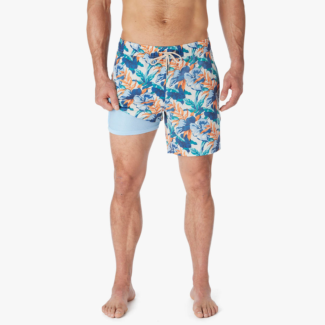 Fair Harbor Men's The Bayberry Swim Trunk Boardshorts - Orange Tropics