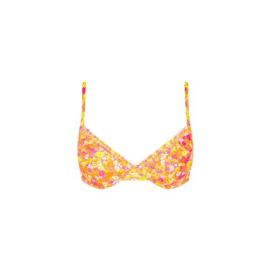 Kulani Kinis Double Ruffle Underwire Bra Bikini Top - Mimosa Meadows - FINAL SALE