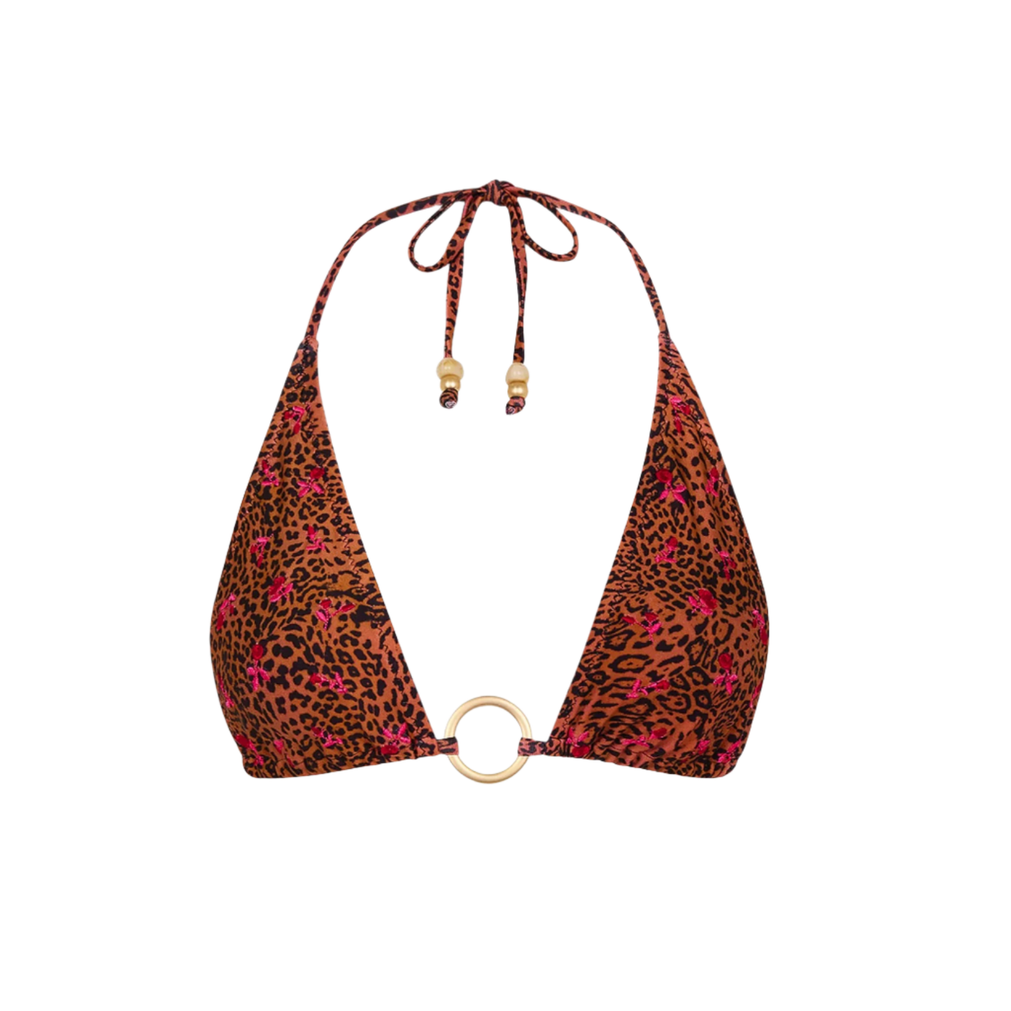 Kulani Kinis Ring Halter Bikini Top - Wild Rose