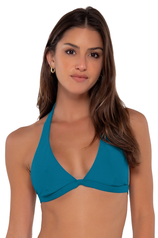 Sunsets Faith Halter Bikini Top - Avalon Teal - FINAL SALE