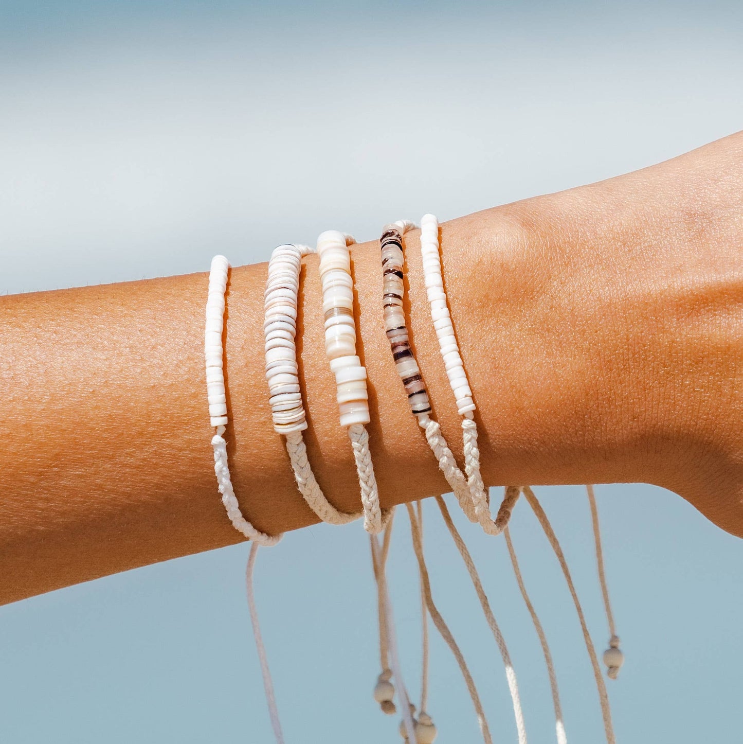 Lotus and Luna Braided Puka Bracelet - Sage