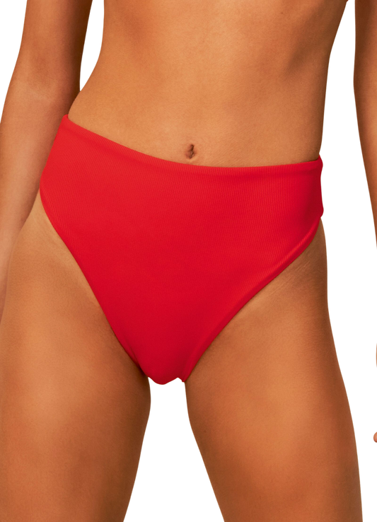 Maaji Sully High Rise/High Leg Bikini Bottom - Scarlet Red - FINAL SALE