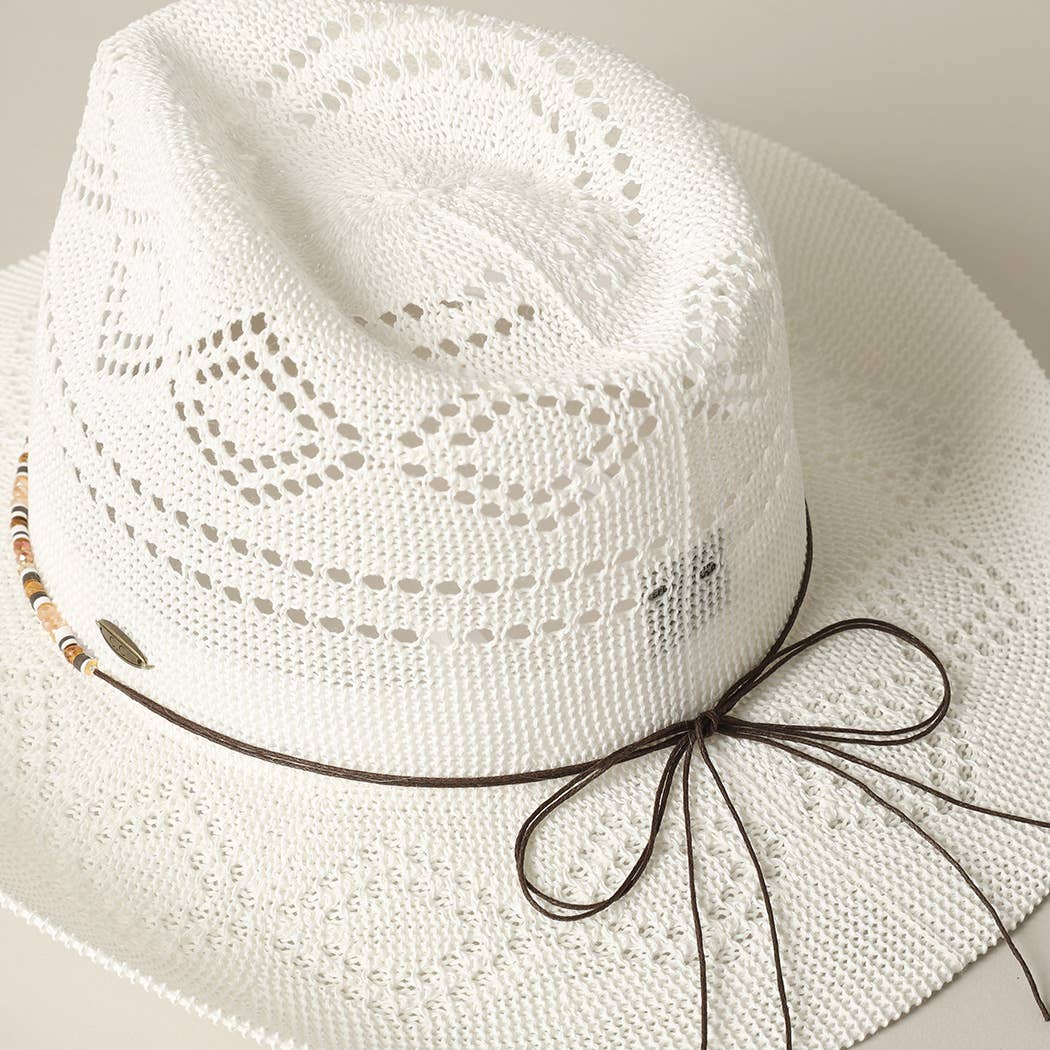 SSR Women's Eco-Friendly Woven Cowboy Panama Adjustable Sun Hat - White