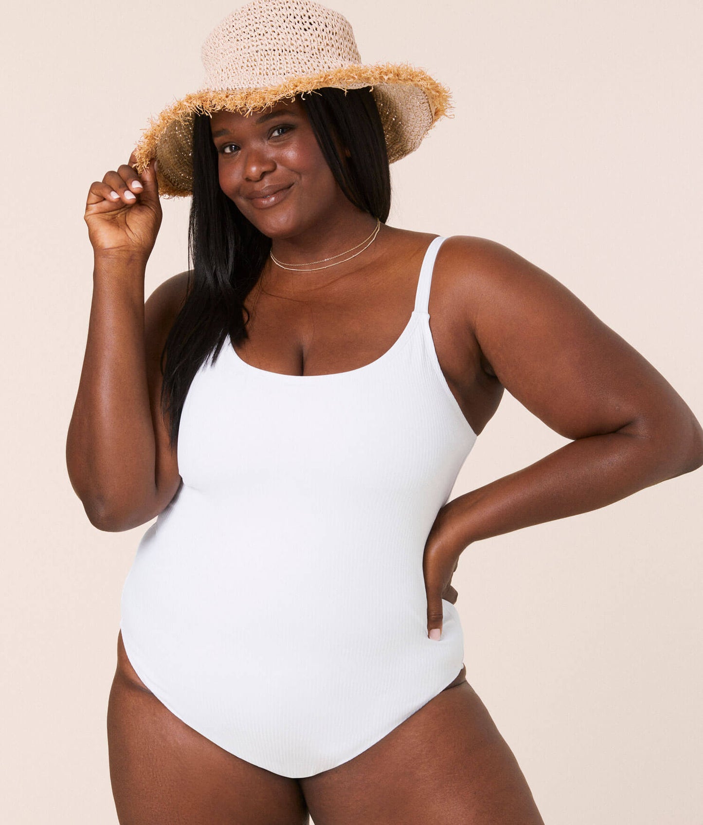 Andie The Amalfi Ribbed Classic One Piece Swimsuit - White - FINAL SALE