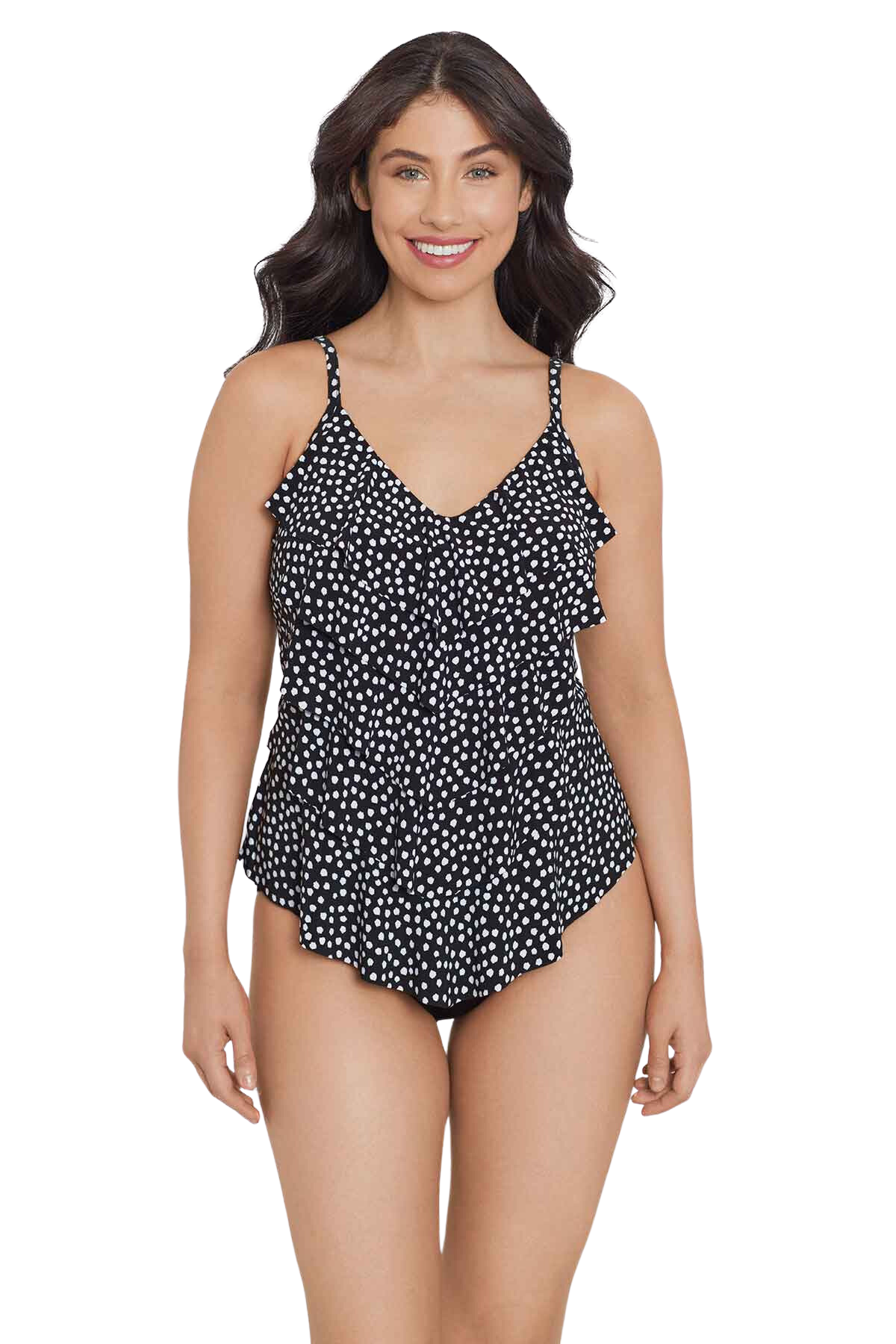 Trimshaper Rachel Tankini Top - Funfetti Black & White
