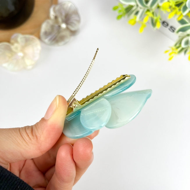 SSR Acetate 3D Phalaenopsis Orchid Hair Claw Clip - Orange Blue