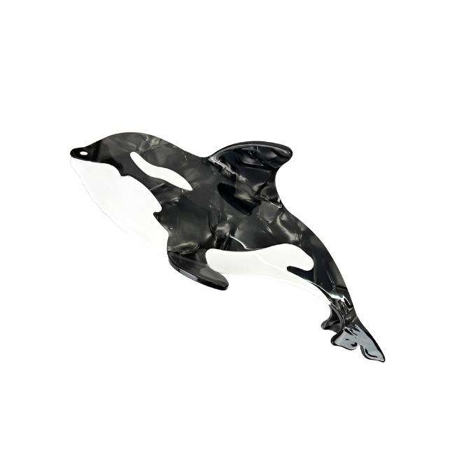 SSR Acetate Orca Killer Whale Hair Claw Clip - Black/White
