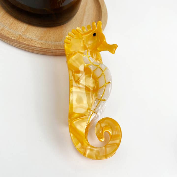 SSR Acetate Yellow Seahorse Hair Claw Clip