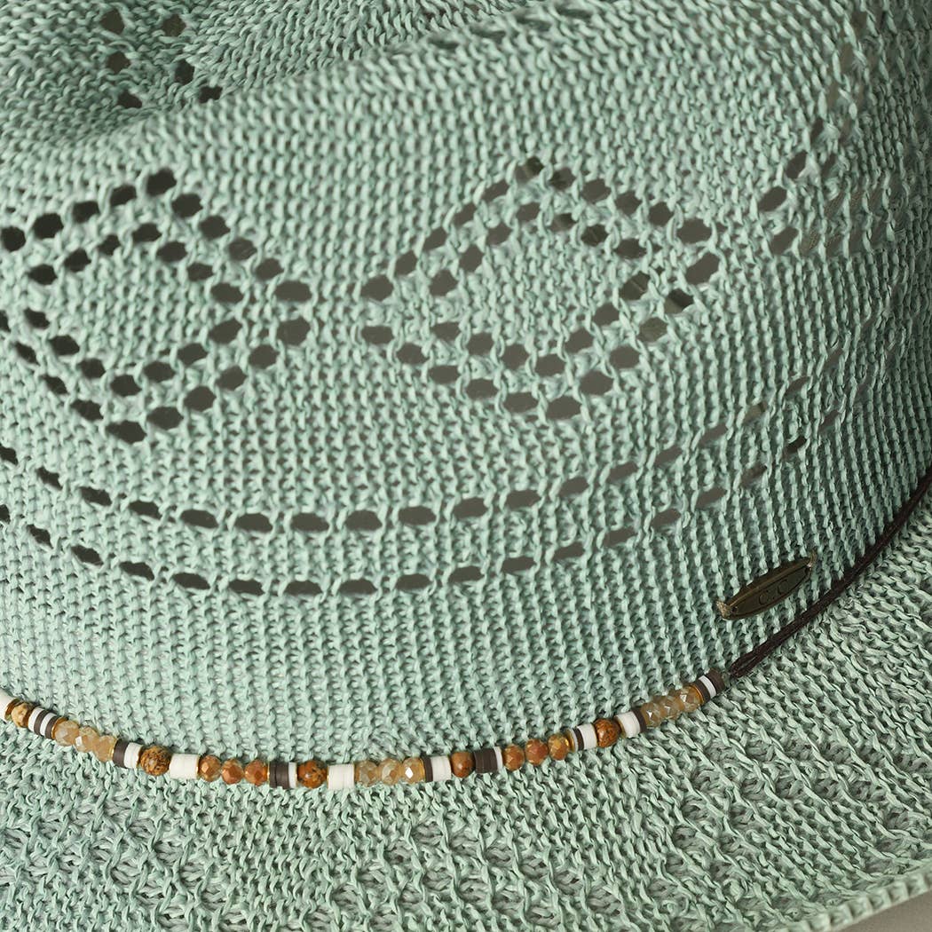 SSR Women's Eco-Friendly Woven Cowboy Panama Adjustable Sun Hat - Mint